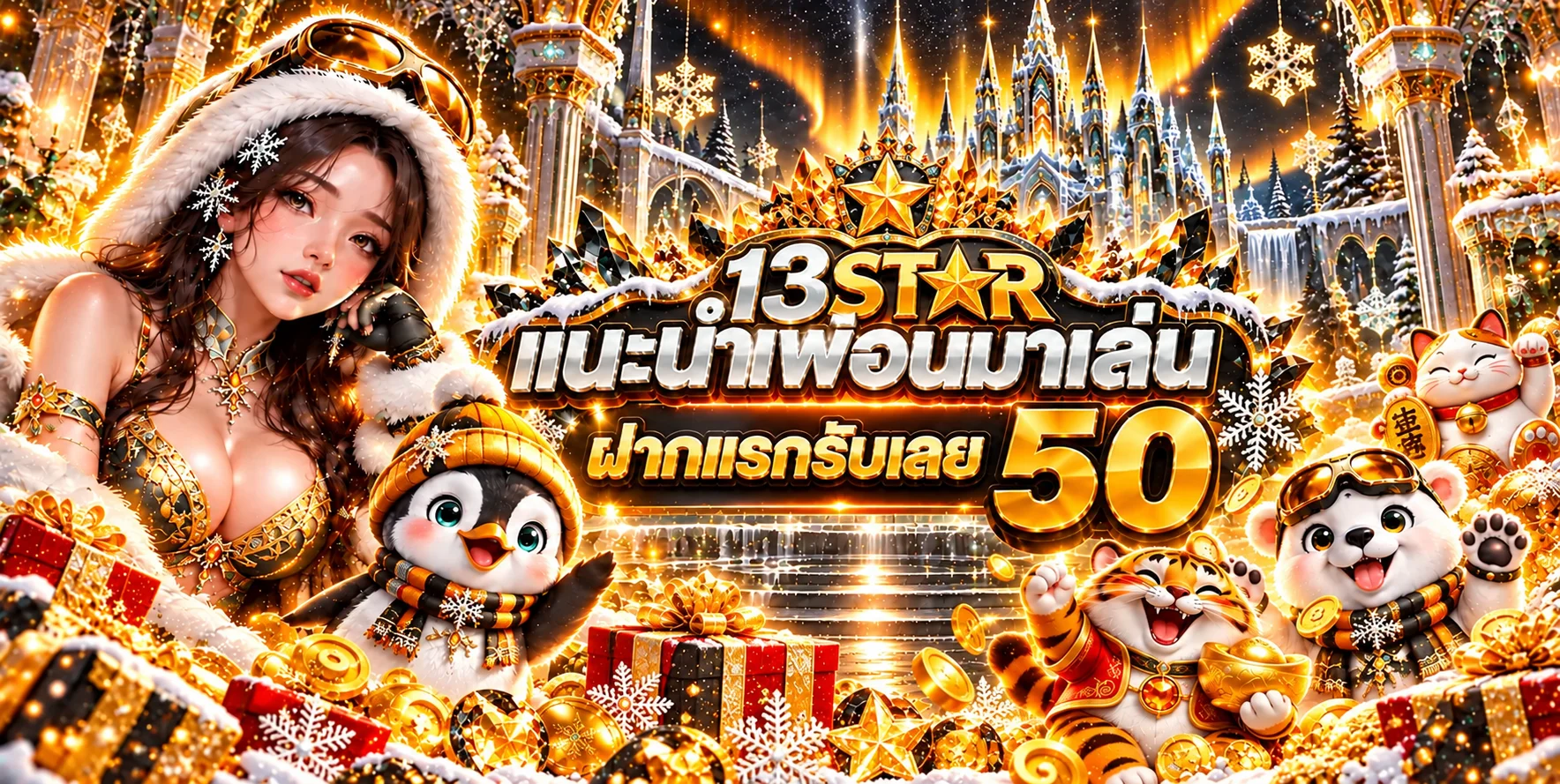 แบนเนอร์แนะนำเพื่อน 13STAR ธีมฤดูหนาว